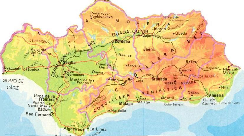 Cartina Andalusia Mappa Del Territorio Viaggio In Andalusia