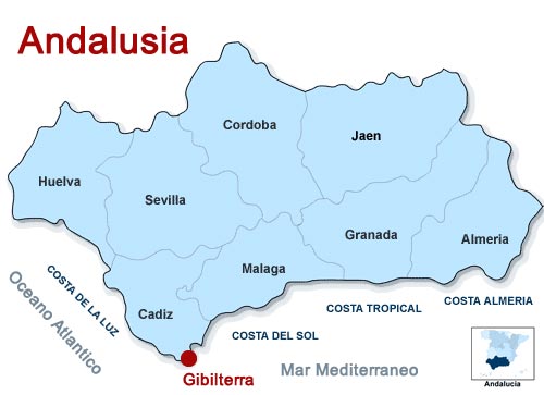 Cartina Andalusia Mappa Del Territorio Viaggio In Andalusia