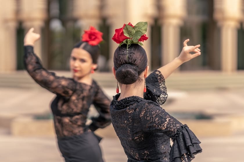 Flamenco,Ballerina,On,Her,Back,With,Bun,Hair,And,A Museo del Baile Flamenco in Seville